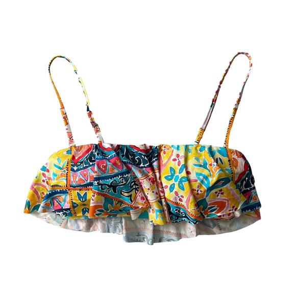 La Blanca Women's Ruffle Bandeau Bikini Swimsuit Top Multi Soleil Size 6 - Picture 4 of 6